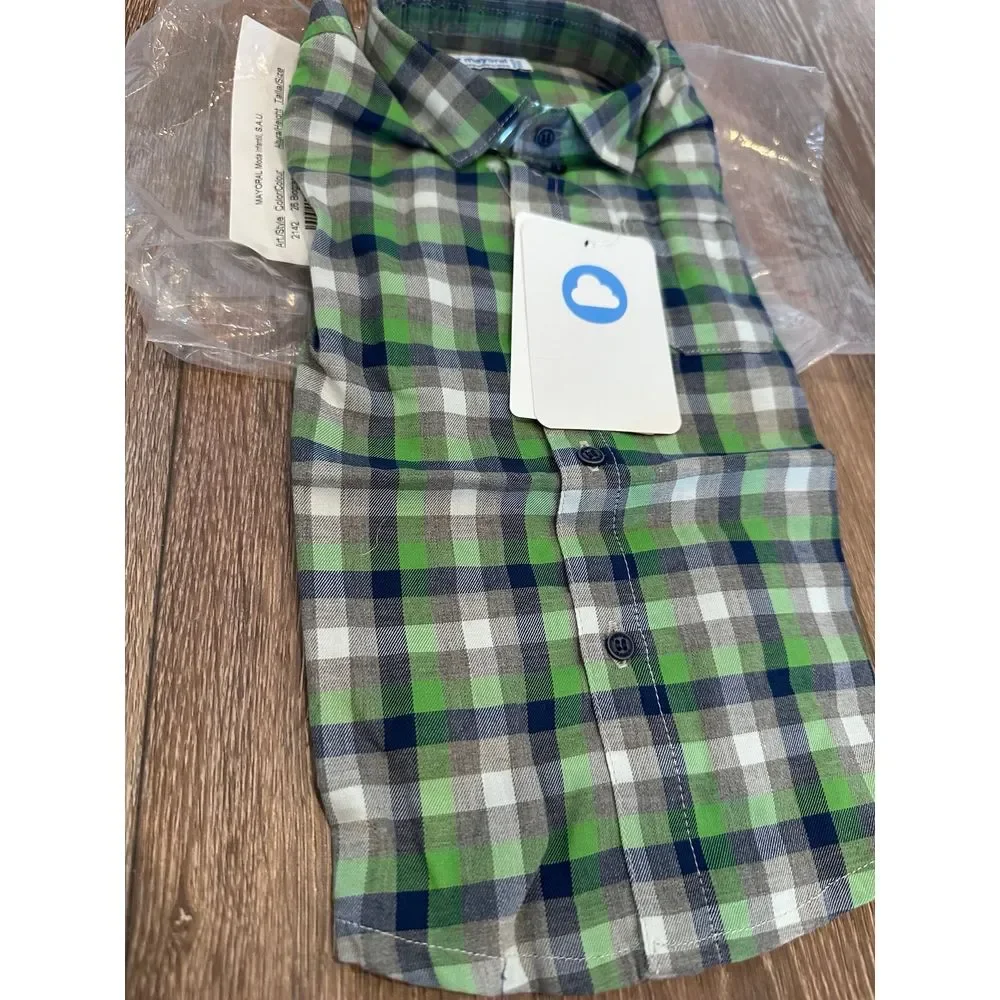 NWT Mayoral collar green plaid top 12‎ mos